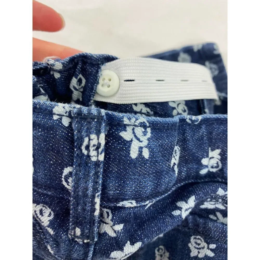 Osh Kosh B'Gosh Rose Print Jeans Blue Denim Adjustable Waist - Todder Size 2T